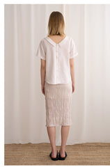 Reversible Button-Up Linen Top with Sailor Collar – Sarah Luton Luxury Womenswear