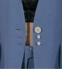 Tailored Linen Blazer with Asymmetric Button Detail and Elongated Silhouette