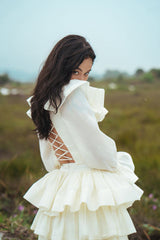 Silk Tiered Mini Skirt with Flared Layers – High-Waisted Voluminous Silhouette for Elegant Styling