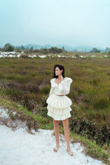 Silk Tiered Mini Skirt with Flared Layers – High-Waisted Voluminous Silhouette for Elegant Styling