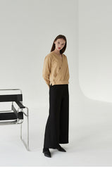 Relaxed Linen Wrap Blouse with Buttoned Cuffs