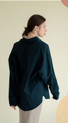 Relaxed-Fit Linen Button-Up Shirt with Drop Shoulder Design
