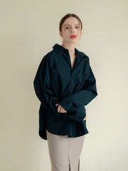 Relaxed-Fit Linen Button-Up Shirt with Drop Shoulder Design