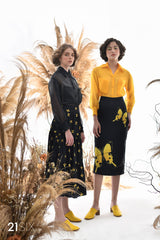 Sheer chiffon organza blouse with classic collar and soft structured silhouette