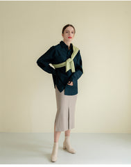 Relaxed-Fit Linen Button-Up Shirt with Drop Shoulder Design