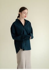 Relaxed-Fit Linen Button-Up Shirt with Drop Shoulder Design