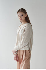 Wrap-Front Linen Blouse with Tailored Sleeves