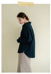 Relaxed-Fit Linen Button-Up Shirt with Drop Shoulder Design