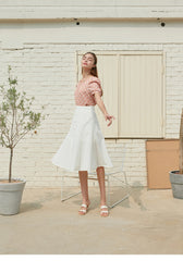 High-Waisted Button-Front Linen Skirt