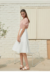 High-Waisted Button-Front Linen Skirt