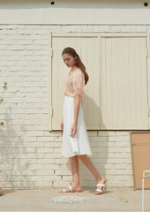 High-Waisted Button-Front Linen Skirt