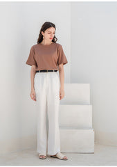 Tailored High-Waisted Linen Pants with Straight-Leg Silhouette