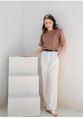 Tailored High-Waisted Linen Pants with Straight-Leg Silhouette