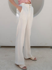 Tailored High-Waisted Linen Pants with Straight-Leg Silhouette