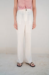 Tailored High-Waisted Linen Pants with Straight-Leg Silhouette
