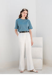 Tailored High-Waisted Linen Pants with Straight-Leg Silhouette