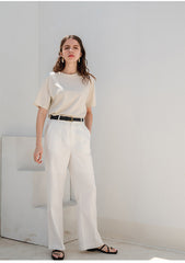 Tailored High-Waisted Linen Pants with Straight-Leg Silhouette