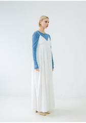 Robe longue en lin à bretelles spaghetti et silhouette fluide