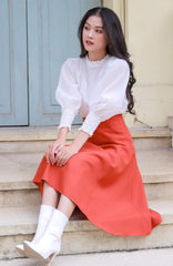 Silk midi skirt with flared silhouette and high waist for effortless elegance and movement