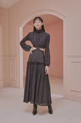 Patricia Long Sleeve Open Back Tiered Maxi Dress