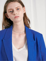 Tailored Linen Blazer with Short Sleeves and Triple Button Detail