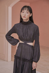 Patricia Long Sleeve Open Back Tiered Maxi Dress