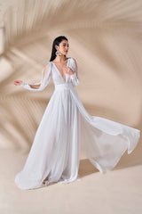 Natasha Plunge Neck Formal Chiffon Maxi Dress