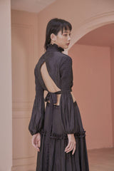 Patricia Long Sleeve Open Back Tiered Maxi Dress