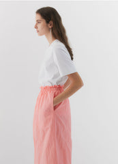 Elastic Waist Linen Midi Skirt with Back Zip Closure for Women