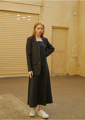 Robe midi en lin à bretelles spaghetti et ourlet évasé