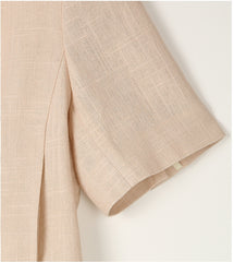 Tailored Linen Blazer with Short Sleeves and Triple Button Detail