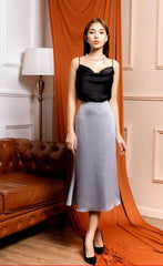 Cowl Neck Sleeveless Silk Top with Delicate Draping