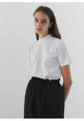 Elastic Waist Linen Midi Skirt with Back Zip Closure for Women