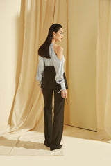 Tailored Silk Pants with High Waistband and Straight-Leg Fit for Elevated Modern Styling