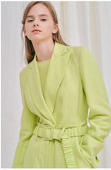 Tailored Linen Blazer with Structured Cuffs and Classic Button Front