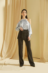 Tailored Silk Pants with High Waistband and Straight-Leg Fit for Elevated Modern Styling