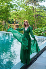 Natasha Plunge Neck Formal Chiffon Maxi Dress