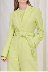 High-Waisted Wide-Leg Linen Trousers with Belt Detail