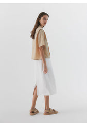 Short Sleeve Linen Shirt with Notch Collar for Women