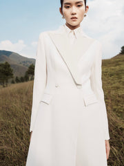 Tailored Wool Maxi Coat With Notched Lapels And Streamlined Silhouette For Elevated Styling