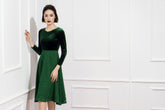 A-line velvet and lace midi skirt with floral pattern and soft flared silhouette for elegant wear