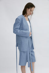 High-Waisted Linen Shorts with Tailored Pleats