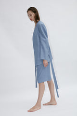 Tailored Belted Linen Blazer with Soft Structure