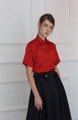 Flowy Silk Midi Skirt with High Waistband and Soft A-Line Silhouette for Women