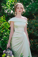 Annette Off Shoulder Draped Midi Silk Dress