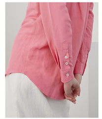 Chemise boutonnée en lin à col classique et manches longues