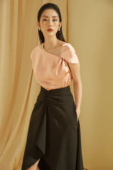 Silk Asymmetric Blouse with Sculpted Shoulder Detail and Soft Draping for Elegant Styling