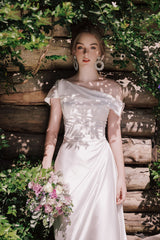 Annette Off Shoulder Draped Midi Silk Dress