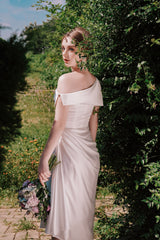 Annette Off Shoulder Draped Midi Silk Dress