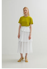 Short-Sleeve Relaxed Cotton Top with Crew Neckline and Minimalist Silhouette